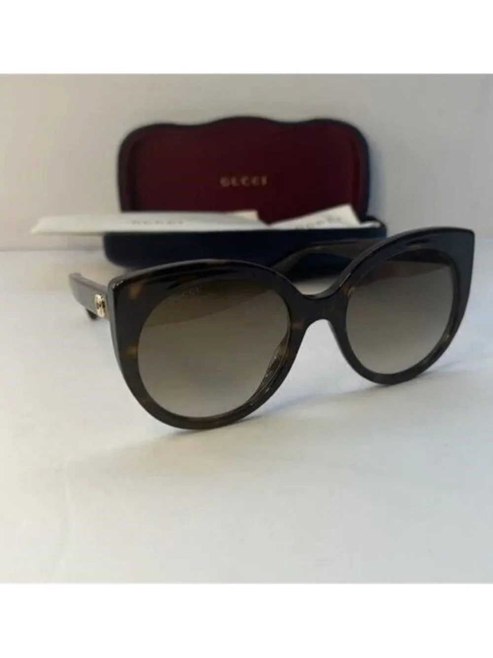 New Authentic GUCCI  Acetate Cat Eye Sunglasses GG0325S Tortoise - Picture 10 of 12